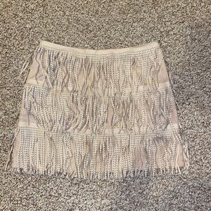 Suede fringe mini skirt